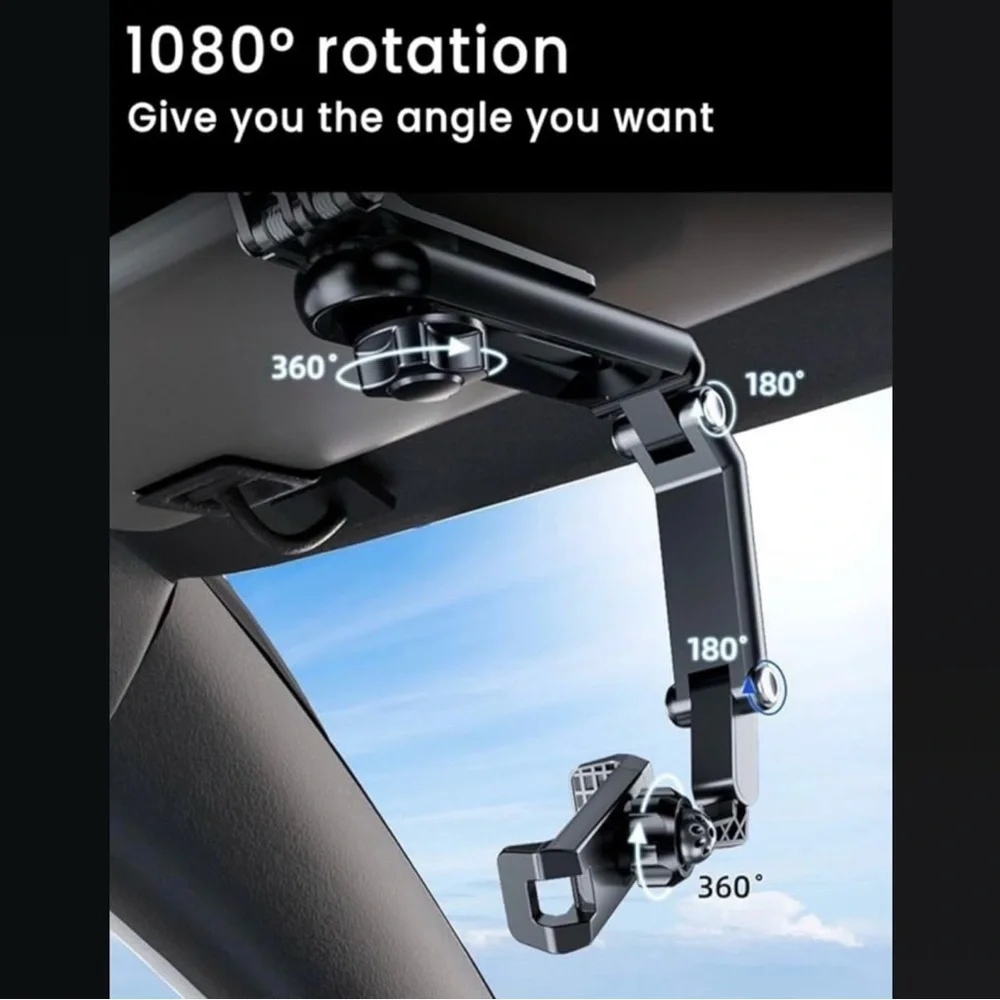 New Black 360° Rotatable Sun Visor Phone Mount Holder for Car